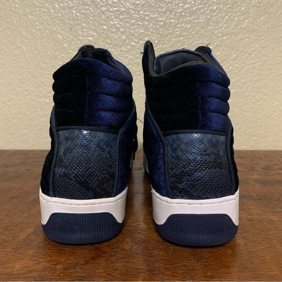 NWOT Zara Man Size 9 Navy Blue Quilted Velvet Snake Print Hi-Top Sneakers - Picture 9 of 15